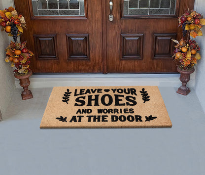 A1HC Natural Coir Flocked Door mat with Heavy Duty Non-Slip PVC Backing, Low-Profile Durable Doormat