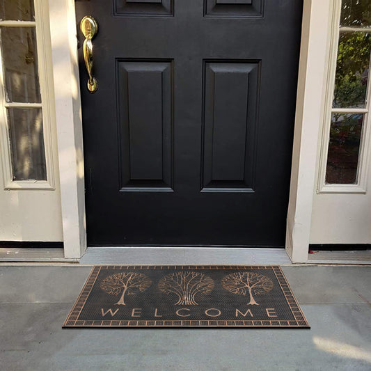 Heavy duty rubber doormat for outdoor entryway use
