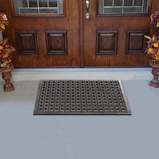 non slip rubber entryway mat with lattice design