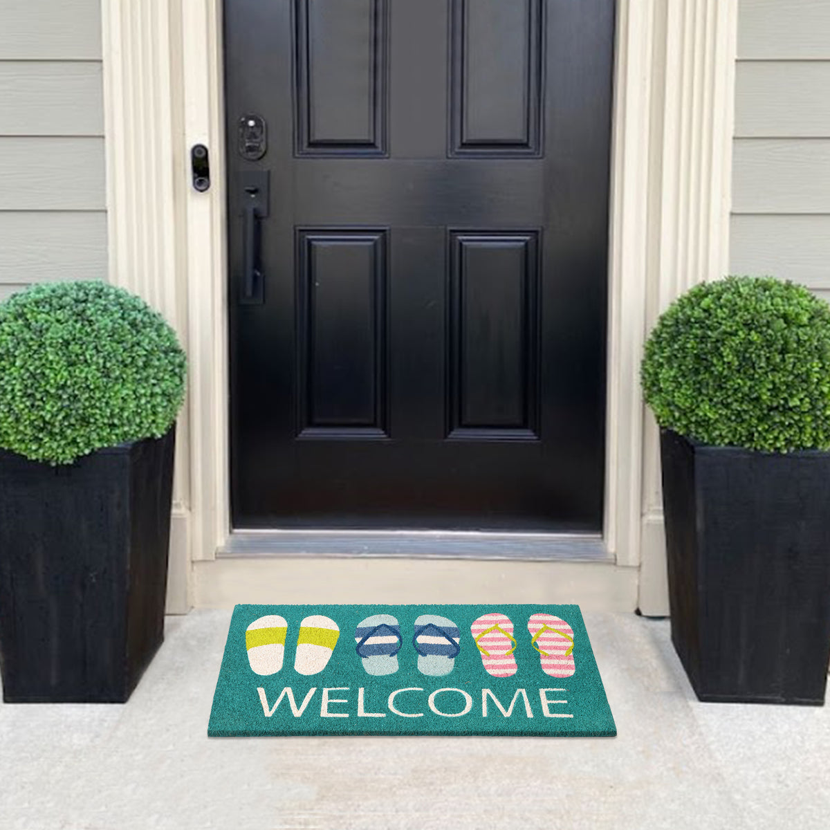 A1HC Natural Coco Coir Door Mat Welcome Slippers Coastal Doormat with Heavy Duty Non-Slip PVC Backing - 18" x 30" - Easy to Clean, Welcome Mat for Home, Low-Profile Durable Doormat