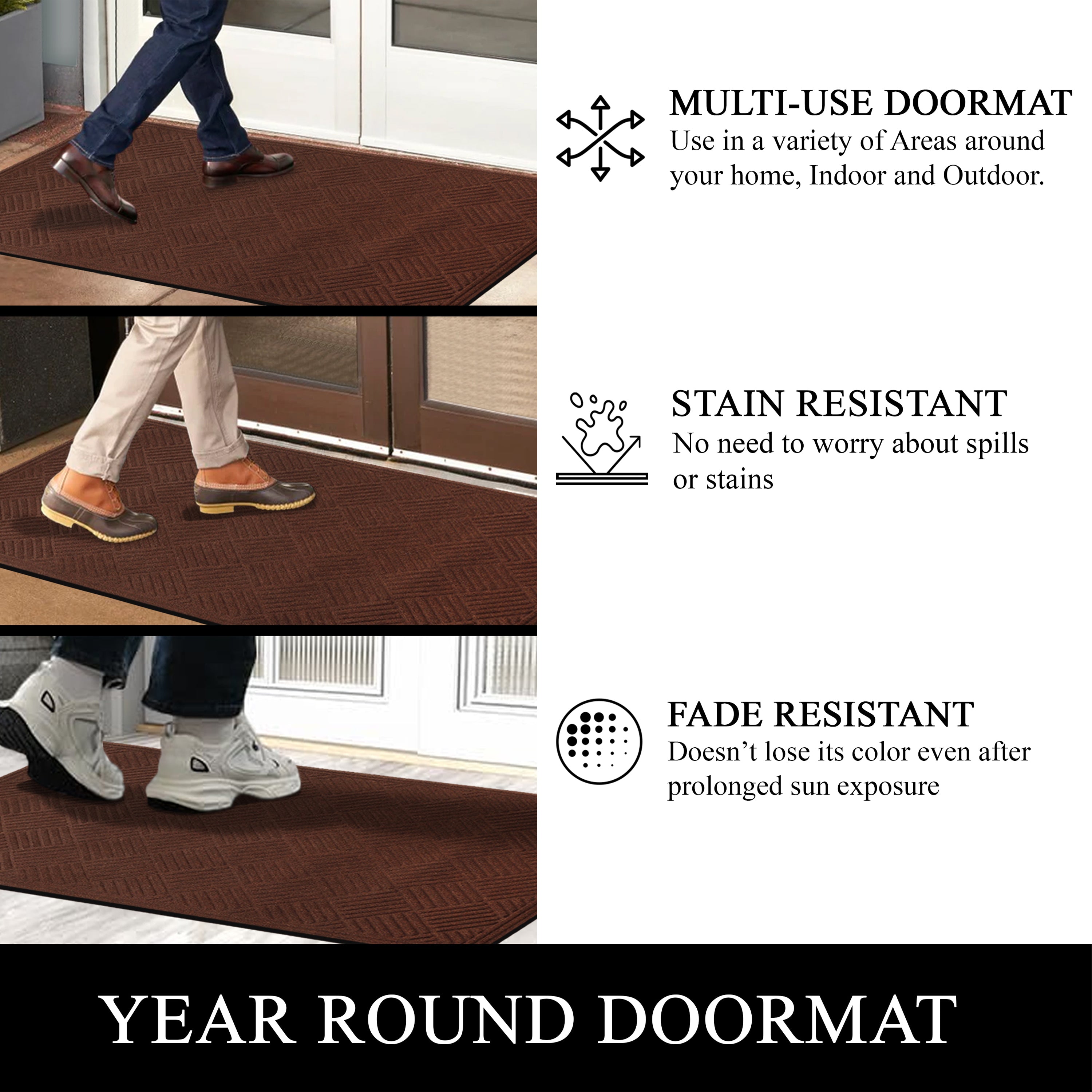 A1HC Indoor Outdoor Door Mat 36" x 60" – Waterproof Non-Slip Polypropylene Entryway Mat for Front Door & Patio