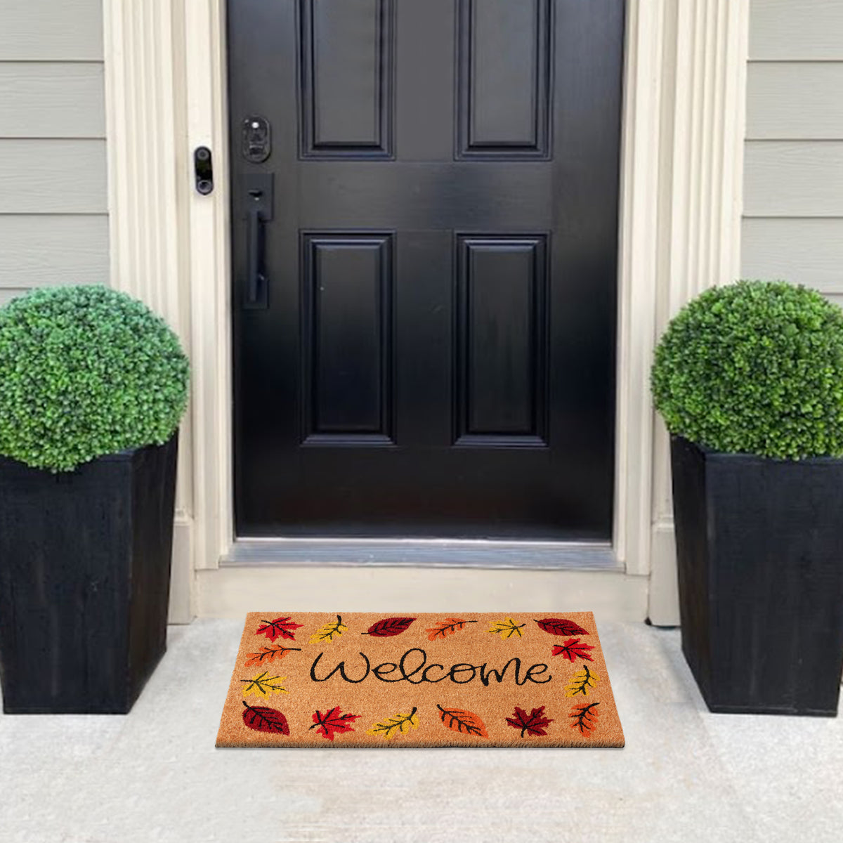 A1HC Natural Coco Coir Door Mat Autumn Leaves Doormat with Heavy Duty Non-Slip PVC Backing - 18" x 30" - Easy to Clean, Welcome Mat for Home, Low-Profile Durable Doormat