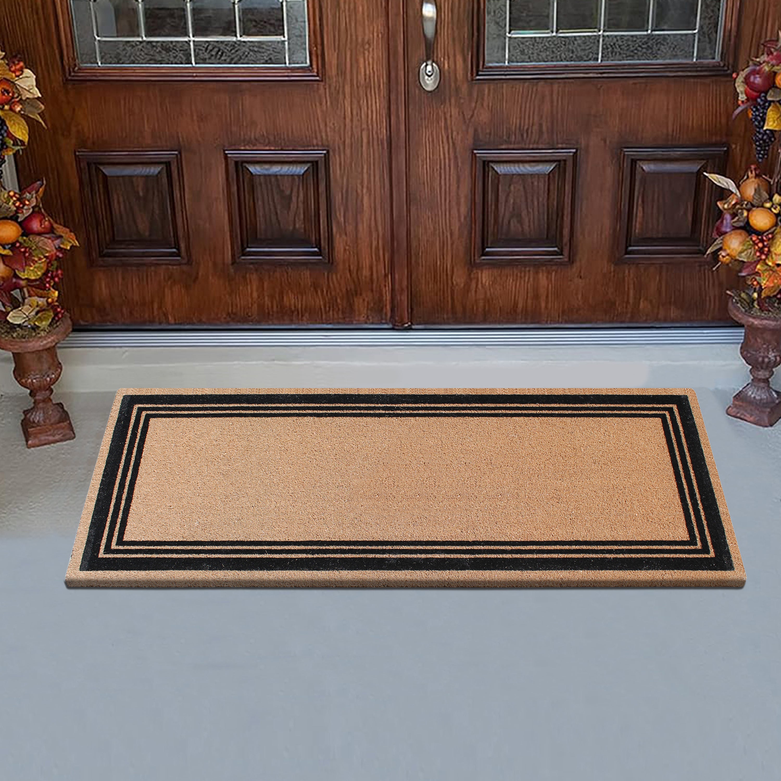 A1HC Classic Design Coir Doormat – Outdoor Coco Coir Front Door Mat with Non-Slip PVC Backing for Entryway, Porch & Patio