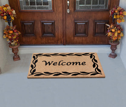 A1HC Natural Coir Flocked Door mat with Heavy Duty Non-Slip PVC Backing, Low-Profile Durable Doormat
