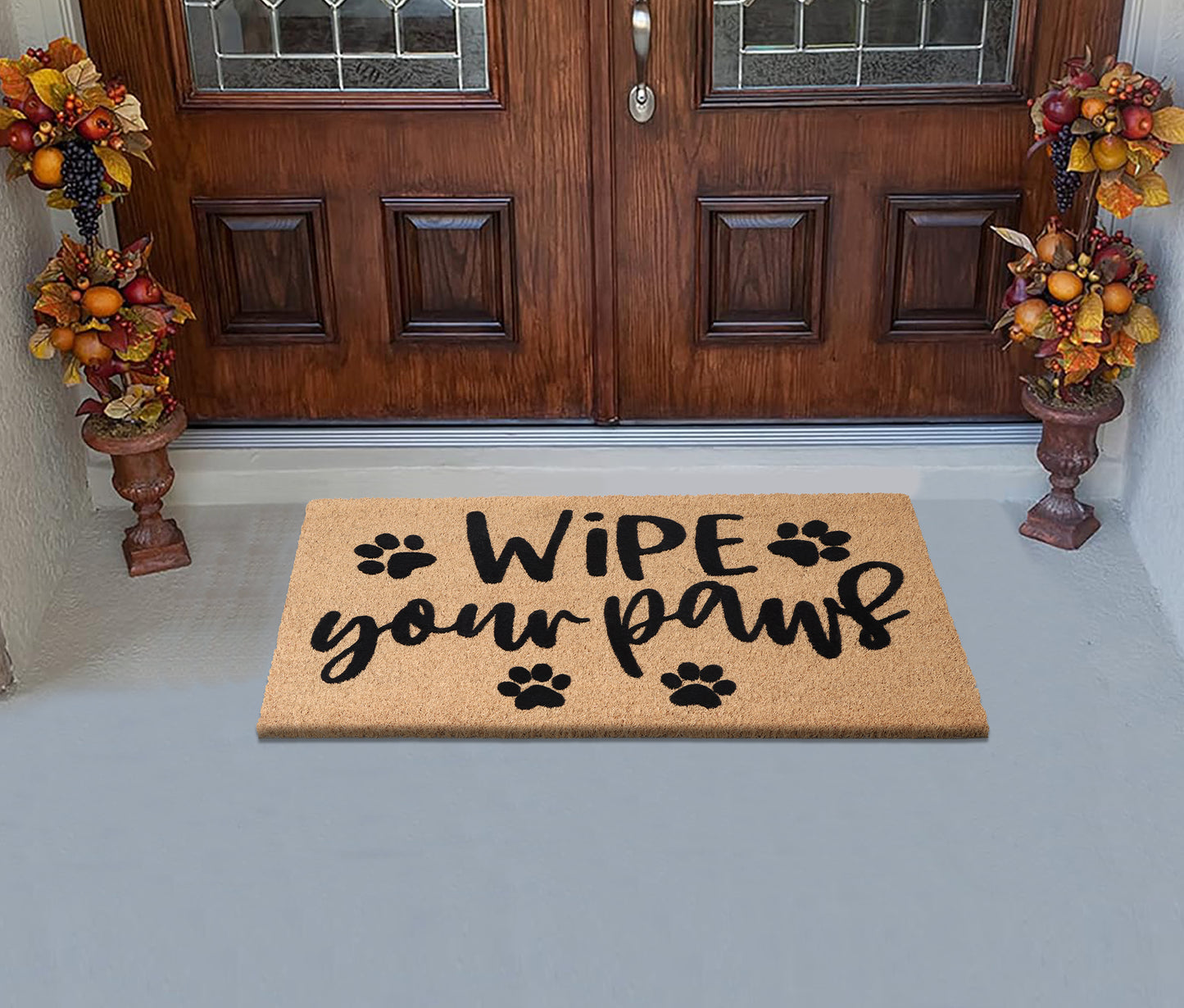 A1HC Natural Coir Flocked Door mat with Heavy Duty Non-Slip PVC Backing, Low-Profile Durable Doormat