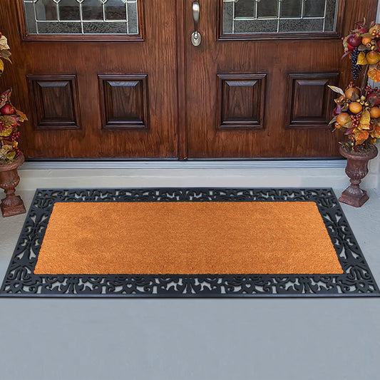 Front door mat non slip rubber coir doormat 30x18 inch