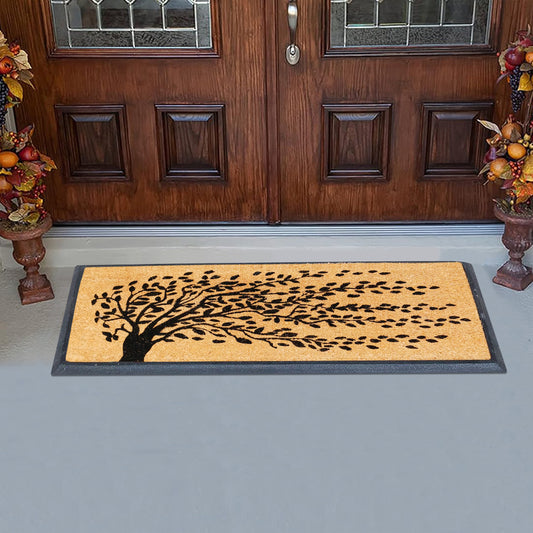 outdoor entry mat coir dirt scraper tree pattern