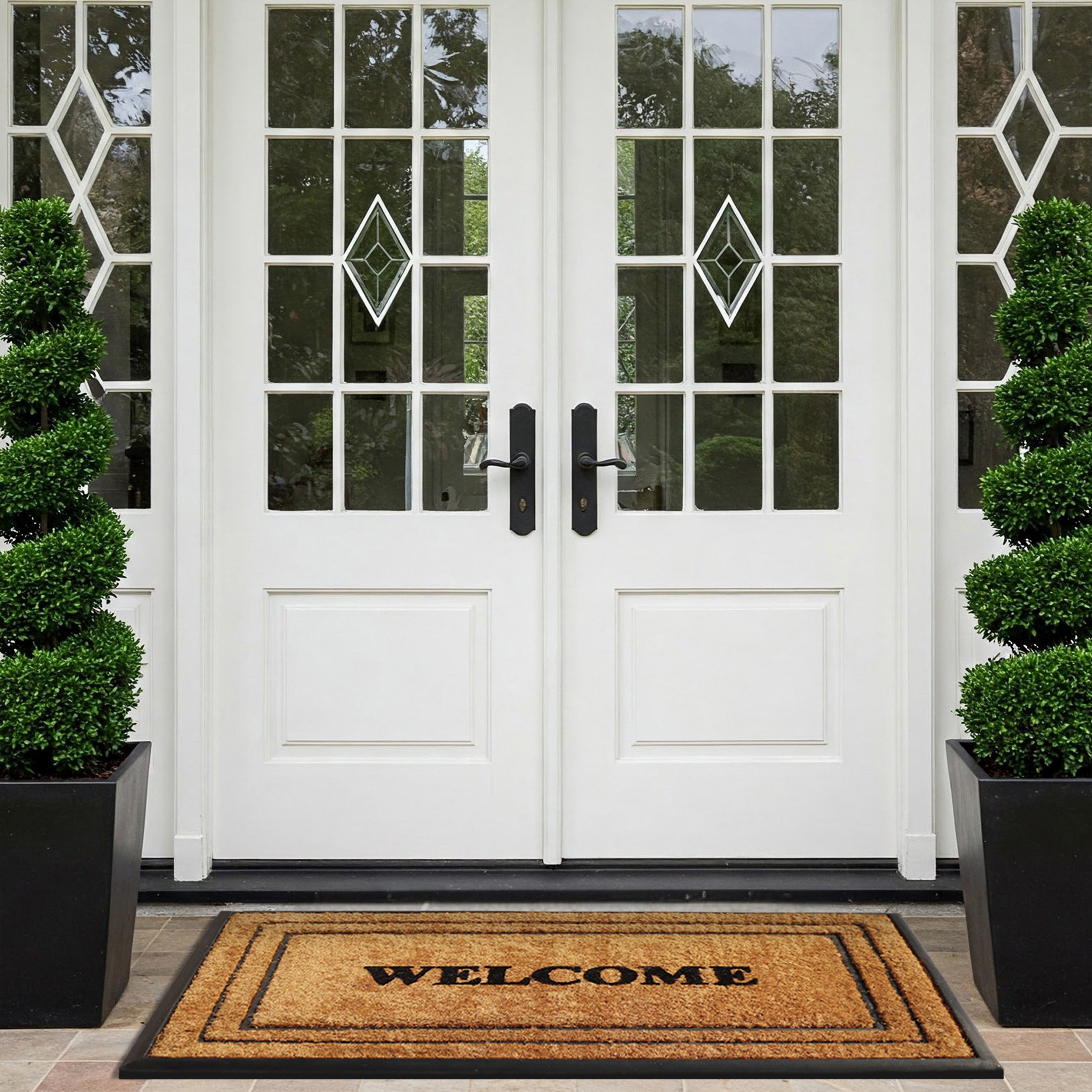 outdoor entry mat coir welcome text design
