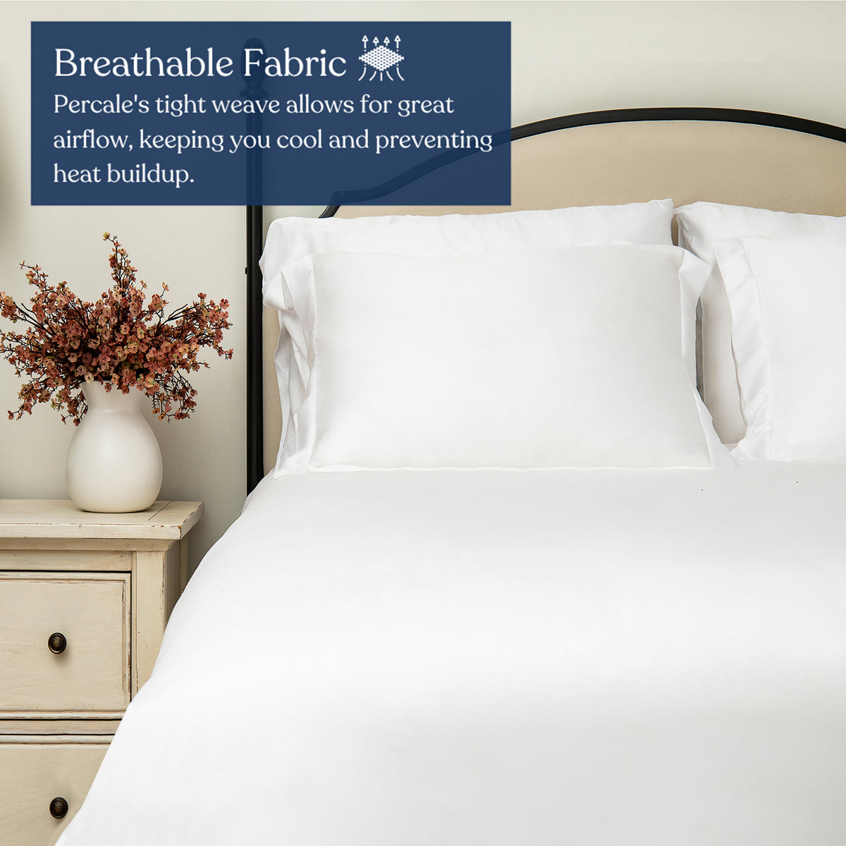 Delara GOTS Certified 100% Organic Cotton Percale Duvet Cover Set and Sham 400TC, Ultra Soft, Smooth & Breathable