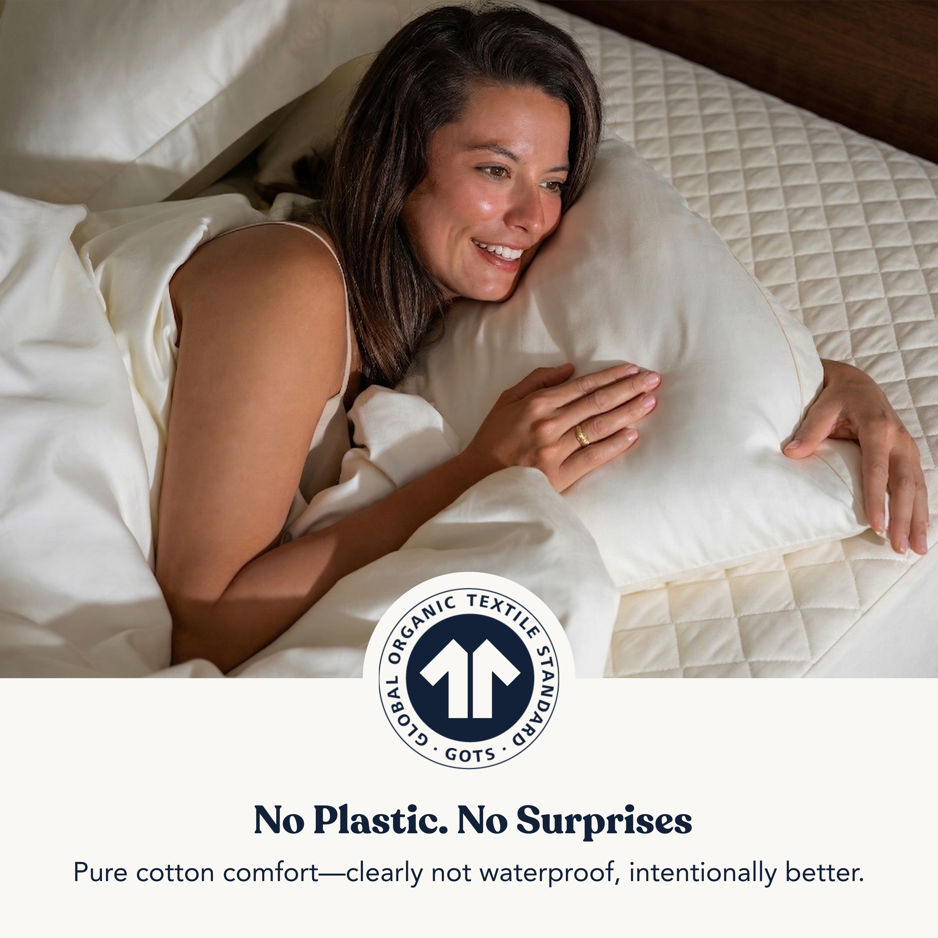 Delara Quilted Cotton Mattress Pad Cover, 100% GOTS Certified Organic Cotton Shell & Fill, 400TC, 300 GSM, 0.25" Padding, Breathable, Machine Washable