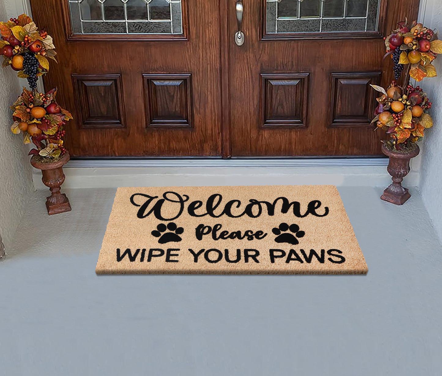 A1HC Natural Coir Flocked Door mat with Heavy Duty Non-Slip PVC Backing, Low-Profile Durable Doormat