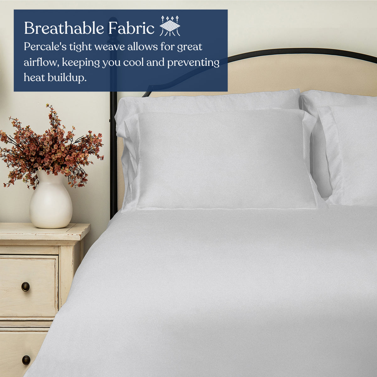 Delara 100% Organic Cotton Percale Weave Pillowcase Set of 2, 400TC GOTS Certified, Smooth & Moisture-Wicking Pillowcases