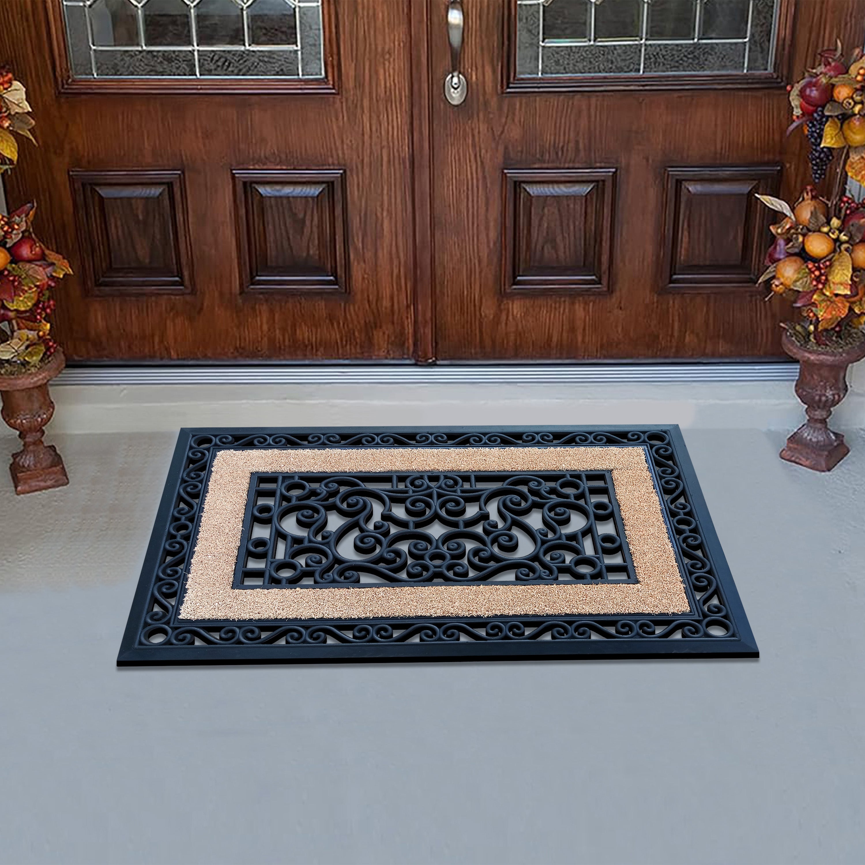 outdoor entry mat with coir insert and rubber border