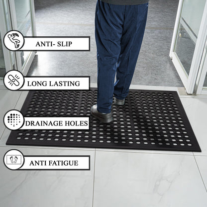 A1HC New All Purpose Anti Fatigue Versatile Commercial Rubber Floor Mat with Drain Holes