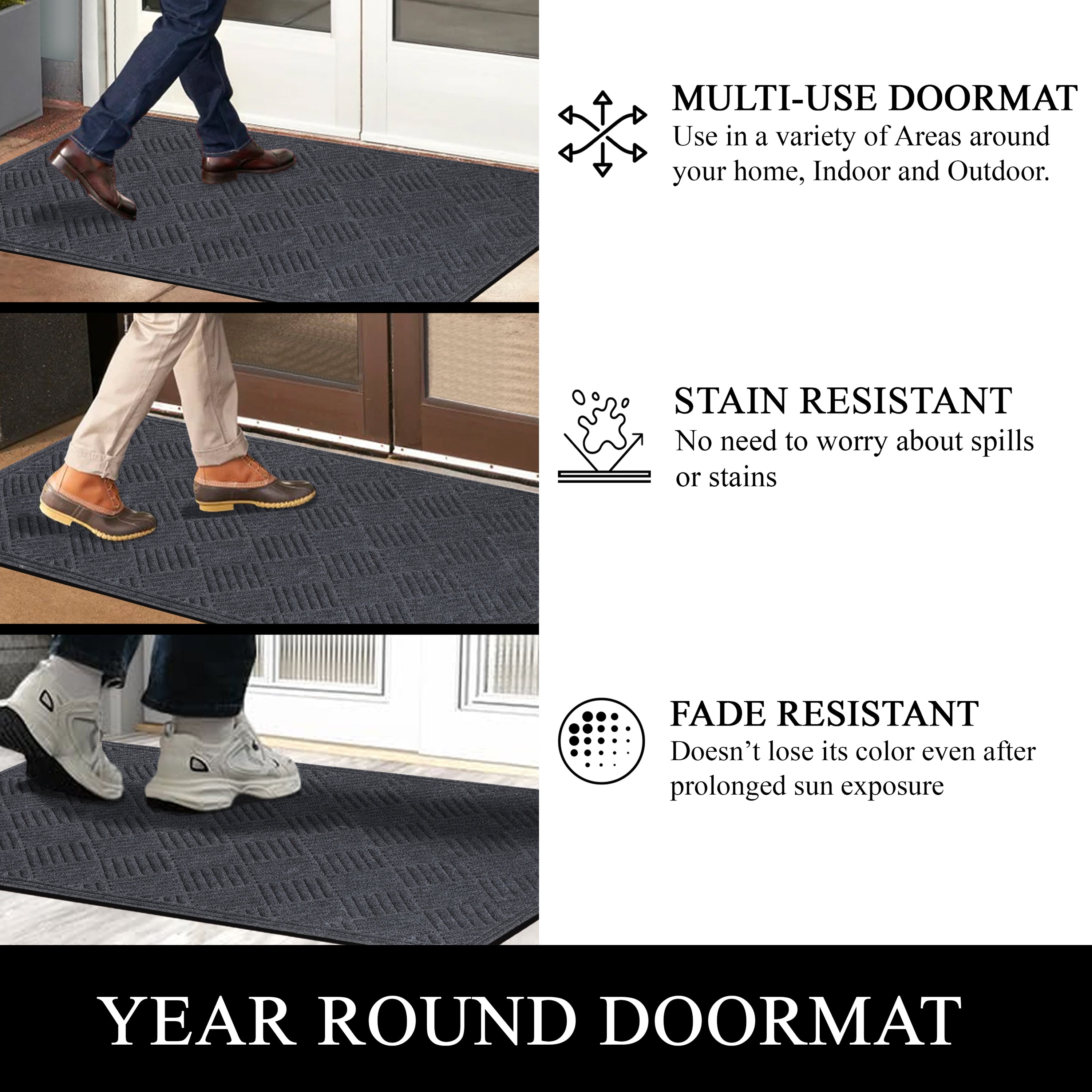 A1HC Indoor Outdoor Door Mat 36" x 60" – Waterproof Non-Slip Polypropylene Entryway Mat for Front Door & Patio