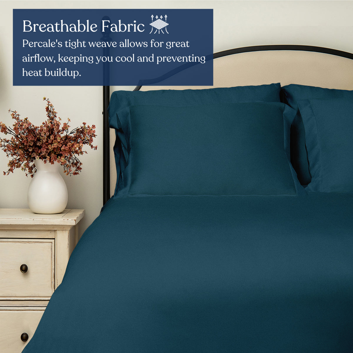 Delara 100% Organic Cotton Percale Weave Flat Sheet, 400 Thread Count GOTS Certified, Smooth & Moisture-Wicking Breathable Bedding