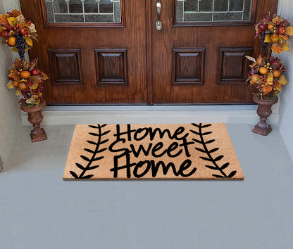 A1HC Natural Coir Flocked Door mat with Heavy Duty Non-Slip PVC Backing, Low-Profile Durable Doormat