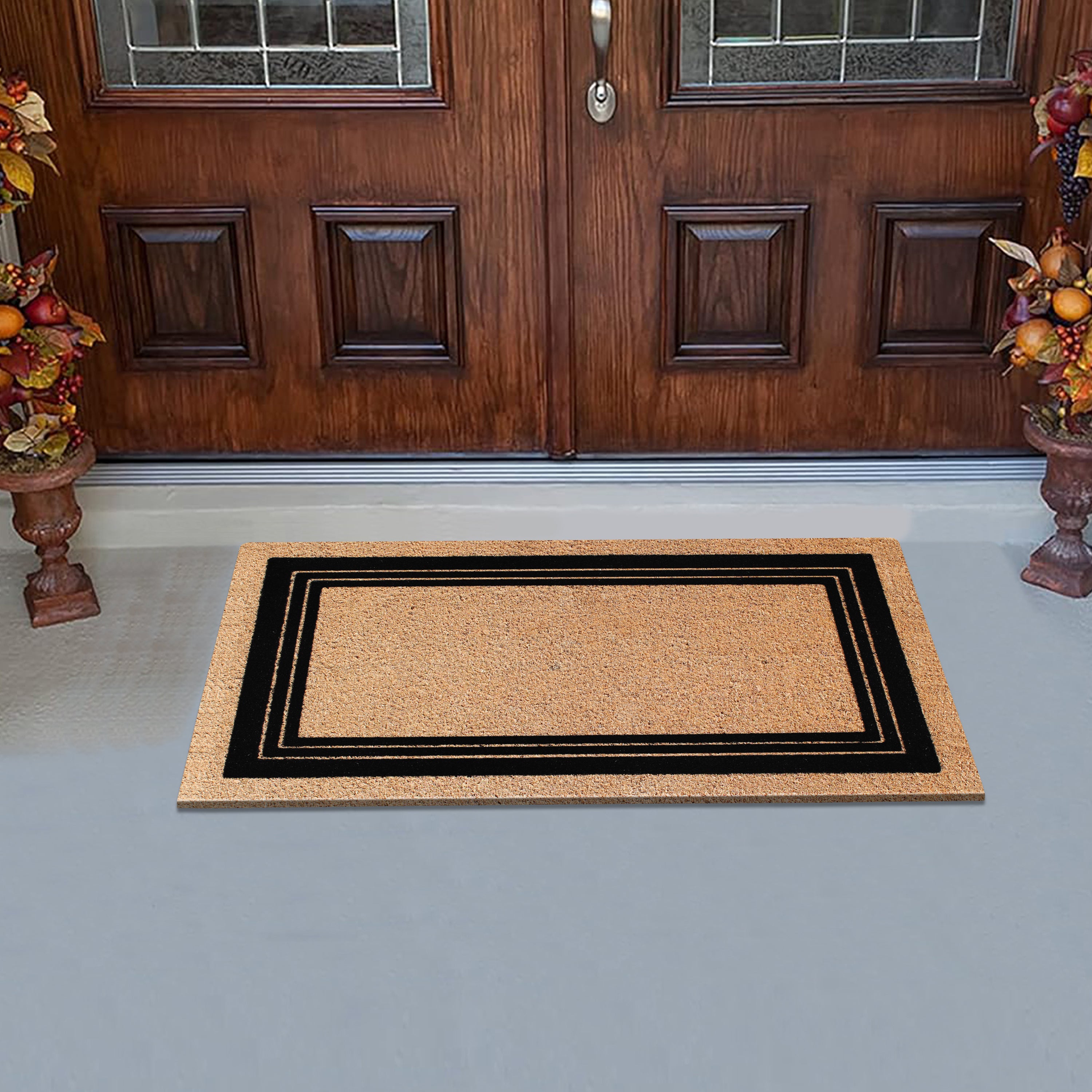 A1HC Classic Design Coir Doormat – Outdoor Coco Coir Front Door Mat with Non-Slip PVC Backing for Entryway, Porch & Patio