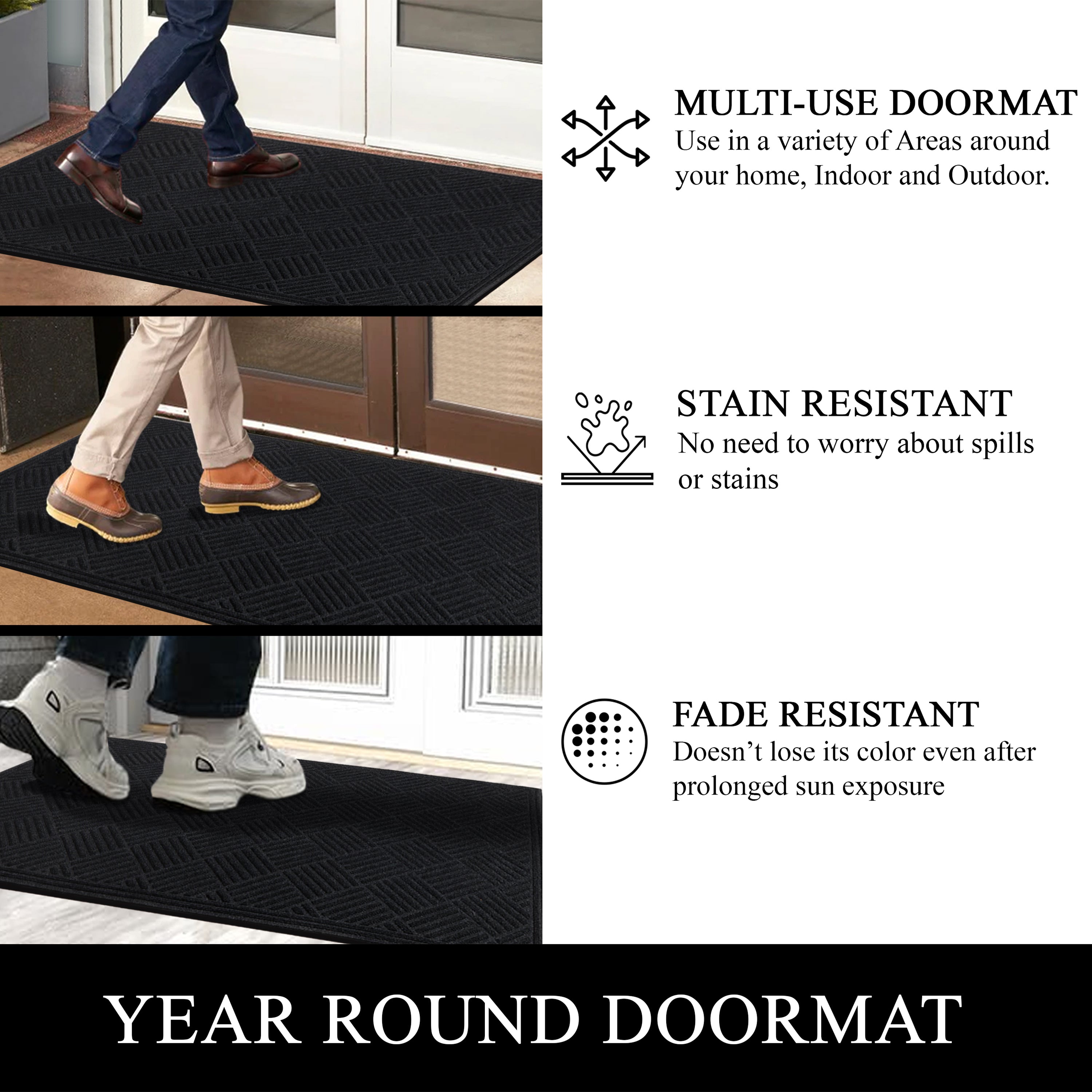 A1HC Indoor Outdoor Door Mat 36" x 60" – Waterproof Non-Slip Polypropylene Entryway Mat for Front Door & Patio