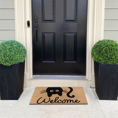 A1HC Natural Coir Flocked Door mat with Heavy Duty Non-Slip PVC Backing, Low-Profile Durable Doormat