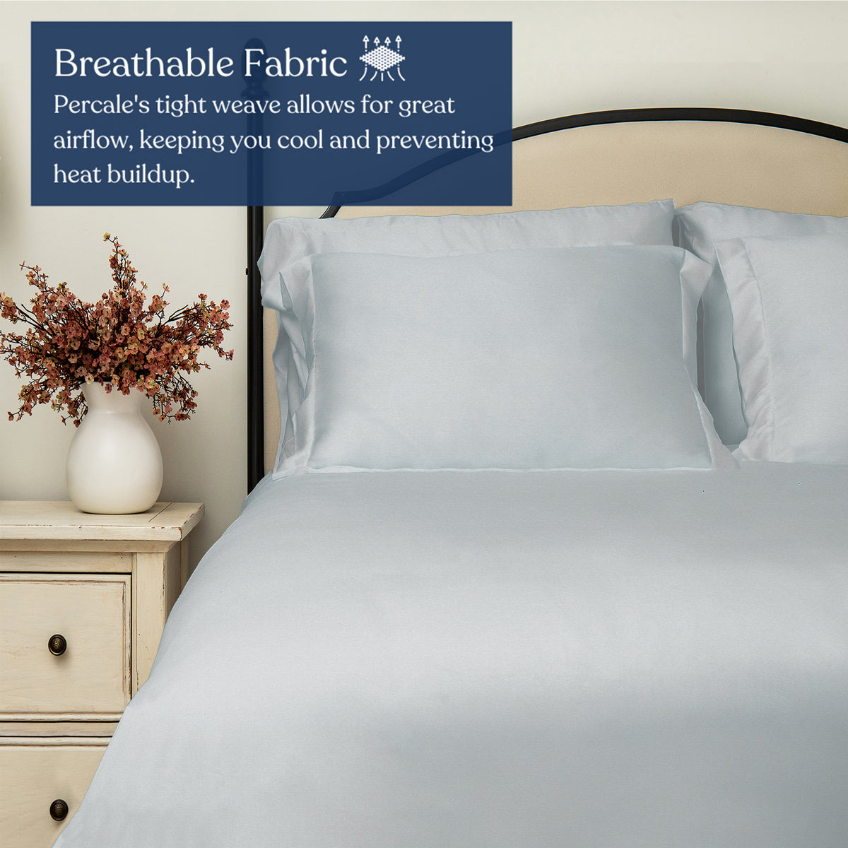 Delara 100% Organic Cotton Percale Weave Flat Sheet, 400 Thread Count GOTS Certified, Smooth & Moisture-Wicking Breathable Bedding