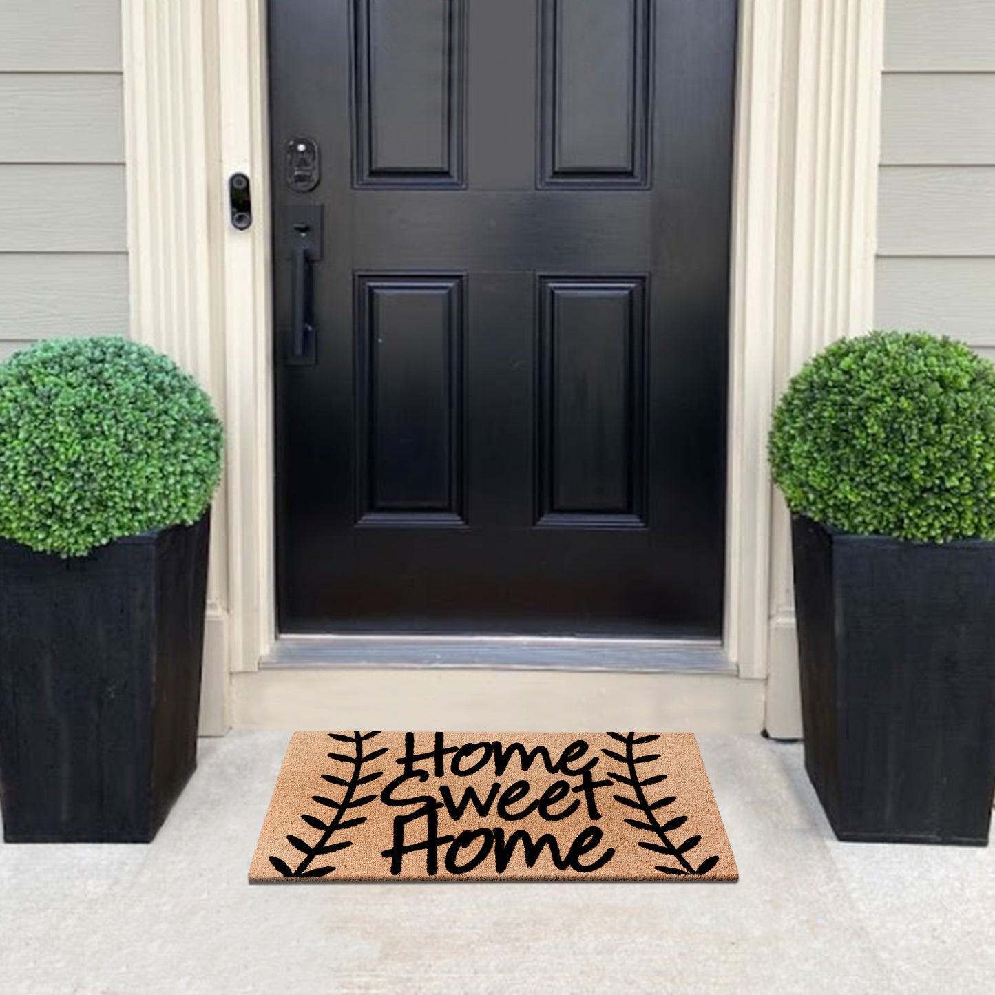 A1HC Natural Coir Flocked Door mat with Heavy Duty Non-Slip PVC Backing, Low-Profile Durable Doormat