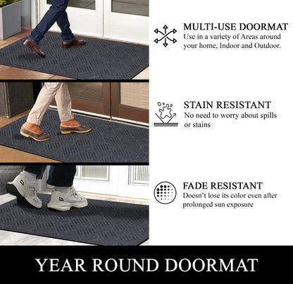 A1HC Durable Multi Purpose Polypropylene Rubber Door Mat, 36"X60" Indoor Outdoor All Weather Doormat