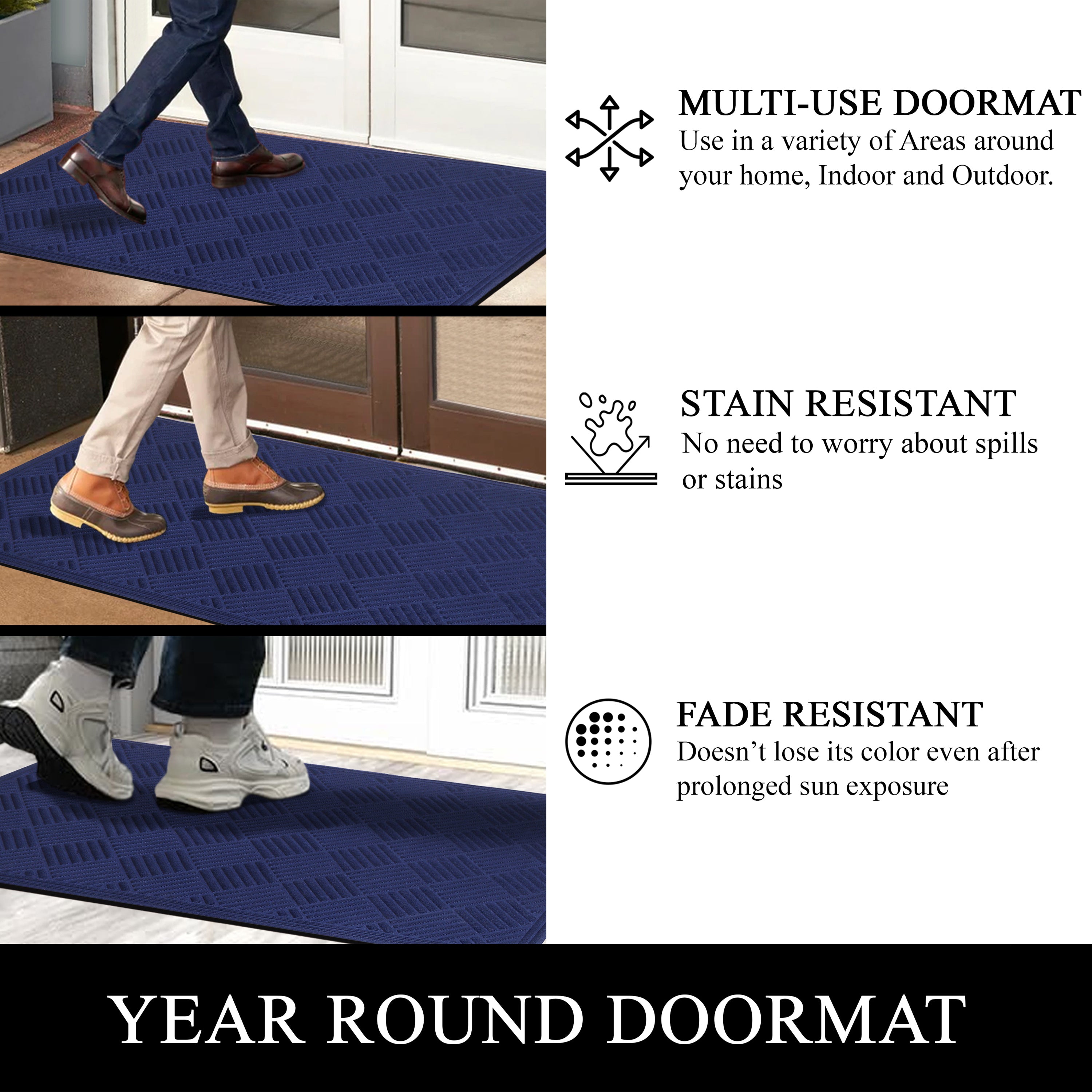 A1HC Indoor Outdoor Door Mat 36" x 60" – Waterproof Non-Slip Polypropylene Entryway Mat for Front Door & Patio