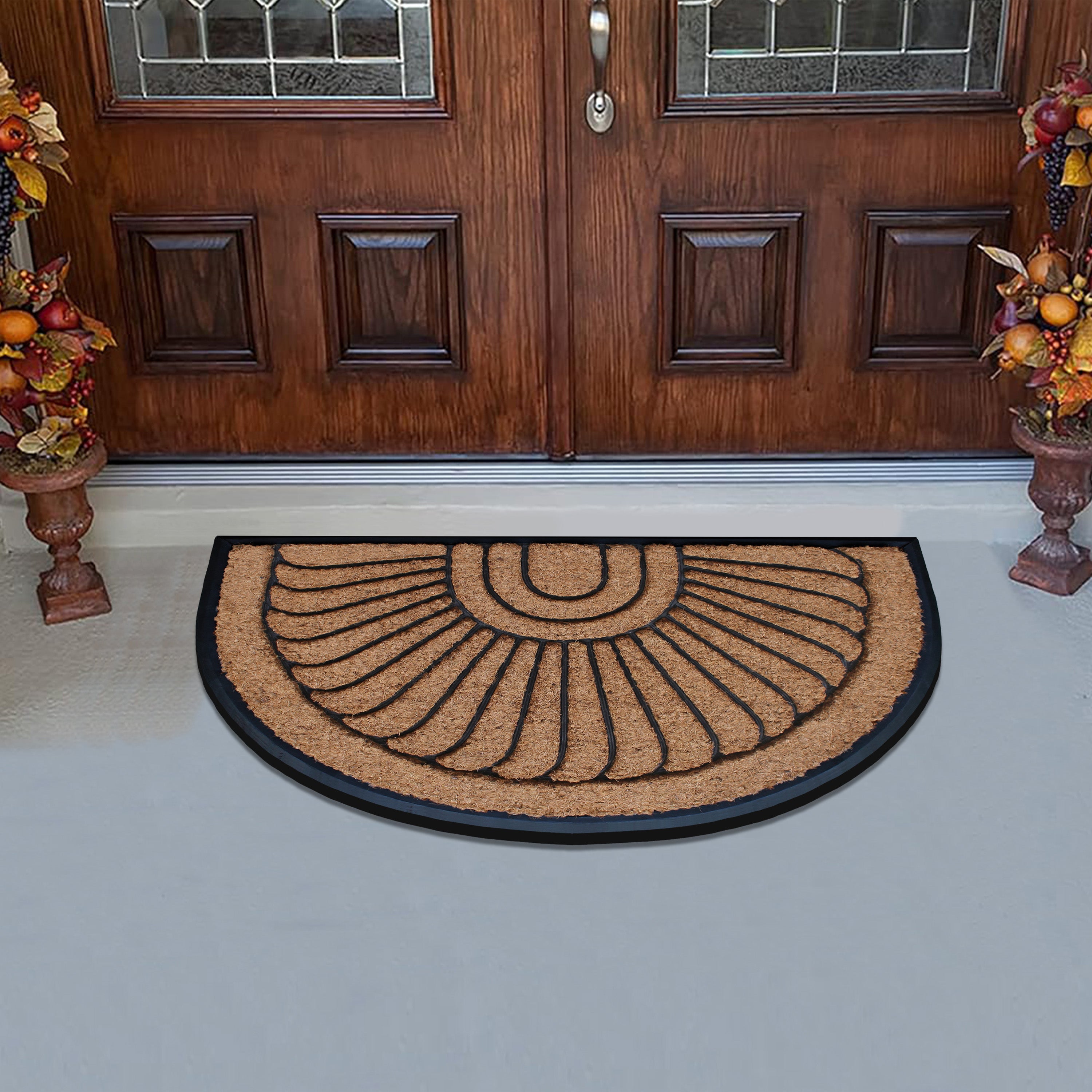 outdoor entry mat coir sunburst pattern