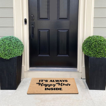 A1HC Natural Coir Flocked Door mat with Heavy Duty Non-Slip PVC Backing, Low-Profile Durable Doormat