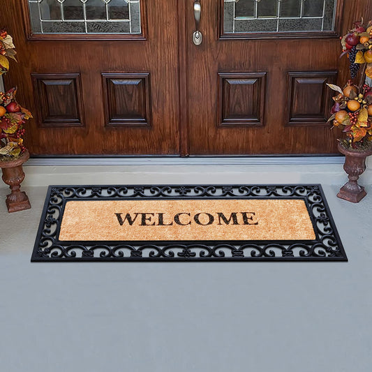 outdoor coir doormat with non slip rubber backing