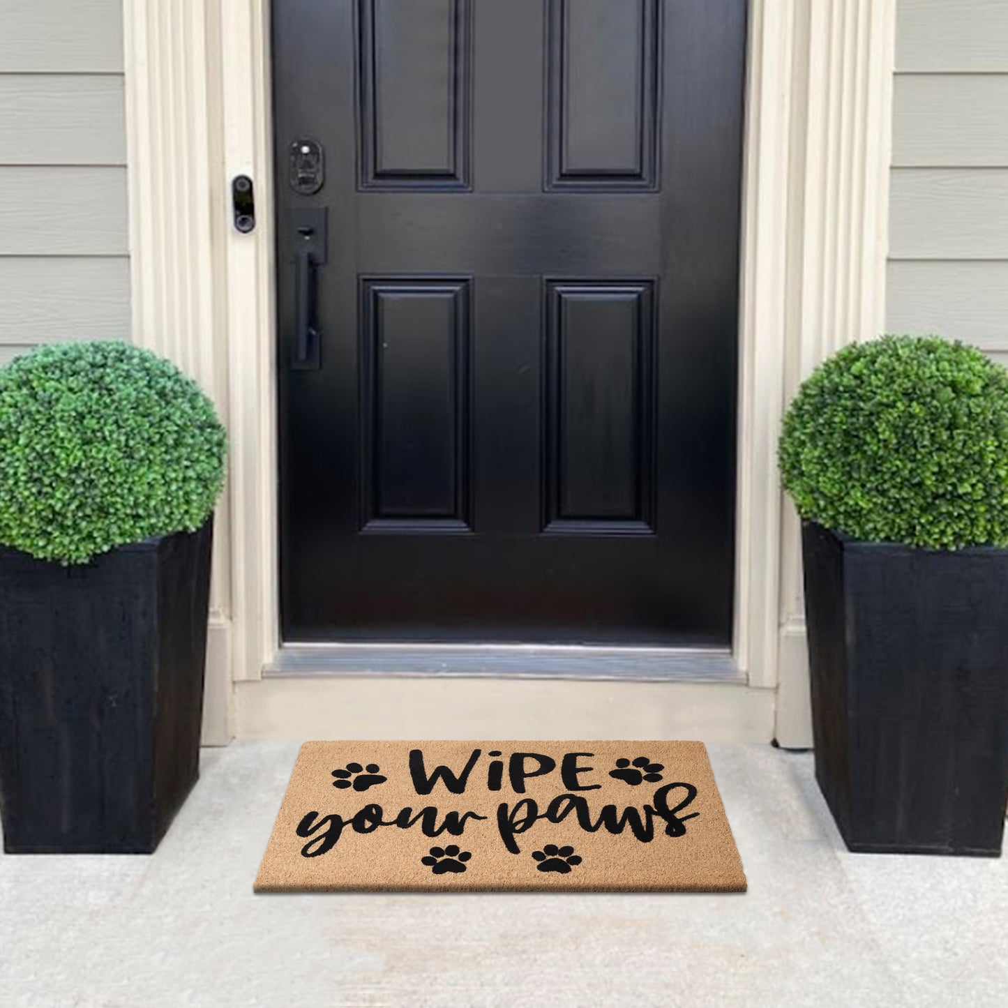 A1HC Natural Coir Flocked Door mat with Heavy Duty Non-Slip PVC Backing, Low-Profile Durable Doormat