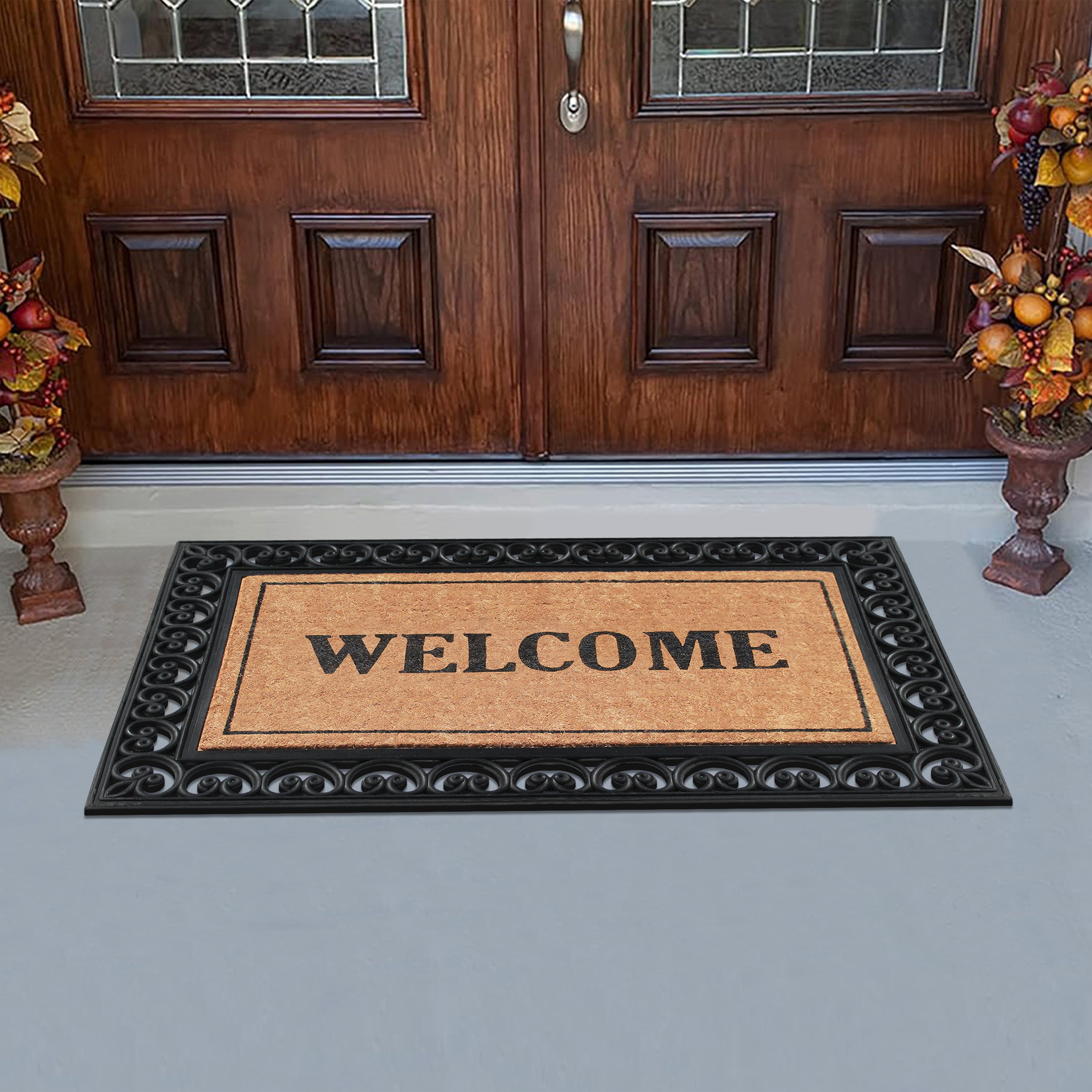 rubber border coir entry mat outdoor use