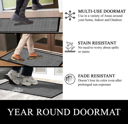 A1HC Indoor Outdoor Doormat Non-Slip Rubber Mat for Entrance, Patio, Garage and Office - Criss Cross