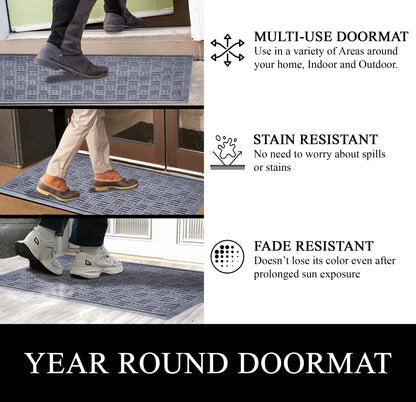 A1HC Durable Multi Purpose Polypropylene Rubber Doormat for Indoor Outdoor Front Door Mat Criss Cross