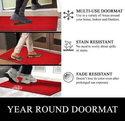 A1HC Durable Multi Purpose Polypropylene Rubber Doormat for Indoor Outdoor Front Door Mat, Waffle