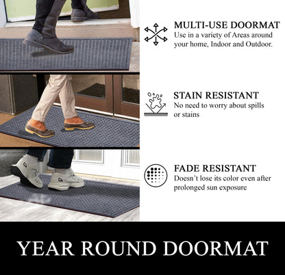 A1HC Durable Multi Purpose Polypropylene Rubber Doormat for Indoor Outdoor Front Door Mat, Waffle