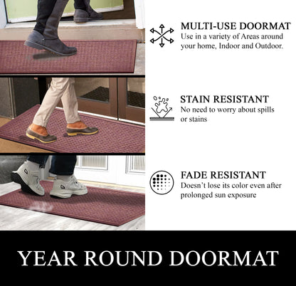 A1HC Durable Multi Purpose Polypropylene Rubber Doormat for Indoor Outdoor Front Door Mat, Waffle