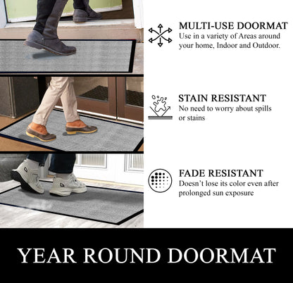 A1HC Indoor Outdoor Doormat, Non-Slip Rubber Mat for Entrance, Patio, Garage and Office - Stripe