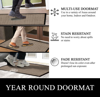 A1HC Indoor Outdoor Doormat Non-Slip Rubber Mat for Entrance, Patio, Garage and Office - Criss Cross