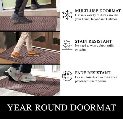 A1HC Durable Multi Purpose Polypropylene Rubber Doormat for Indoor Outdoor Front Door Mat, Checkered