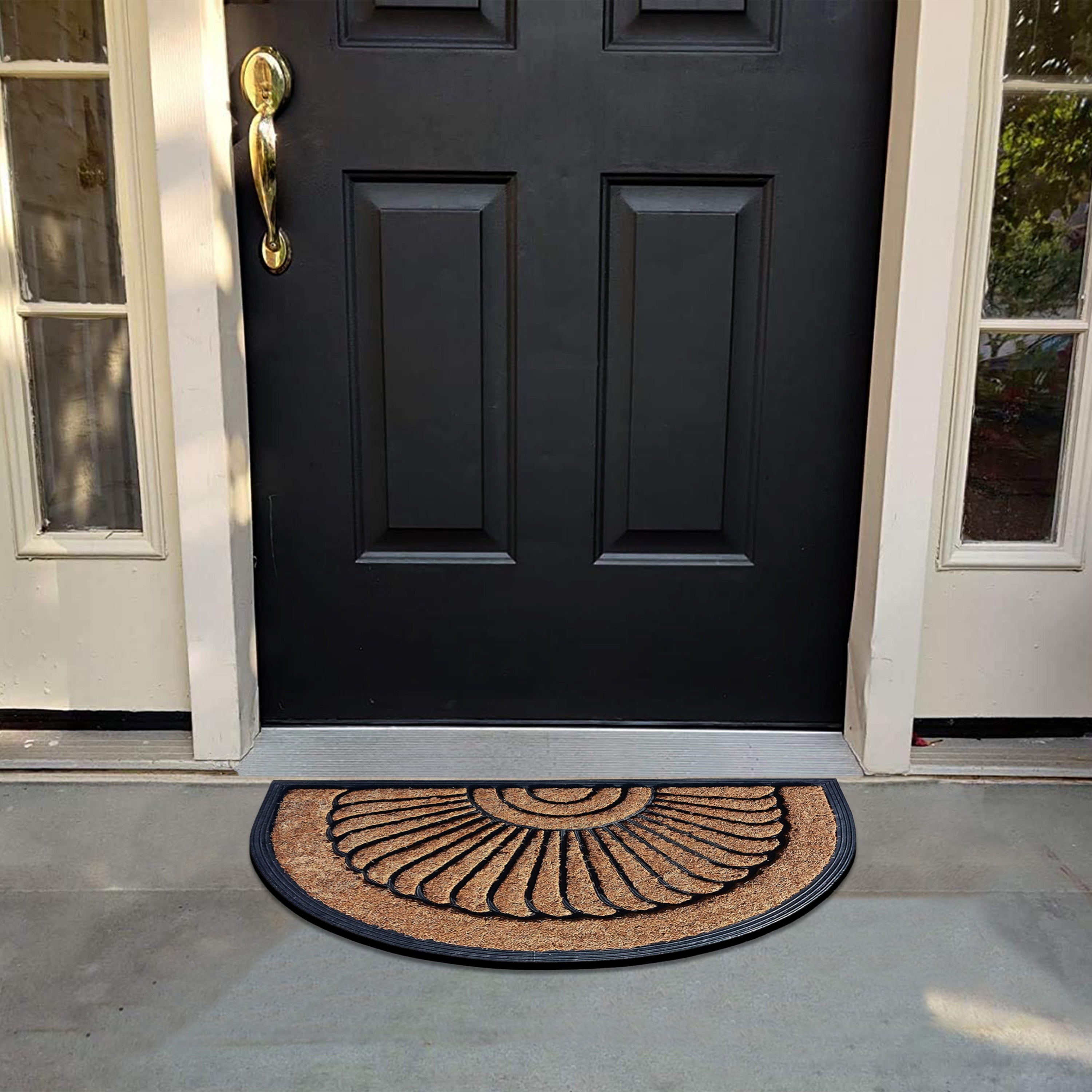 outdoor entry mat coir sunburst pattern