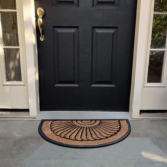 outdoor entry mat coir sunburst pattern