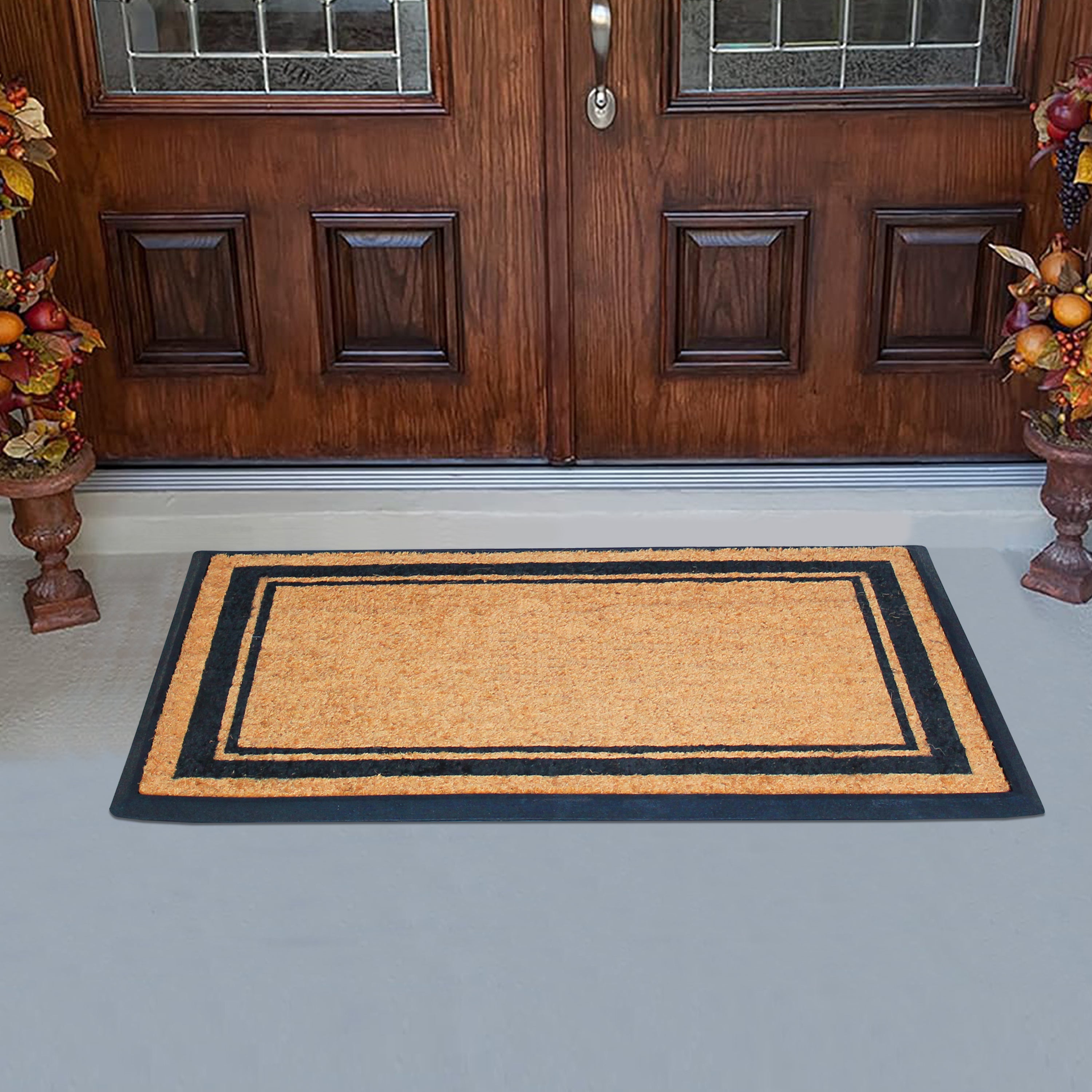 non slip outdoor doormat rectangular border pattern