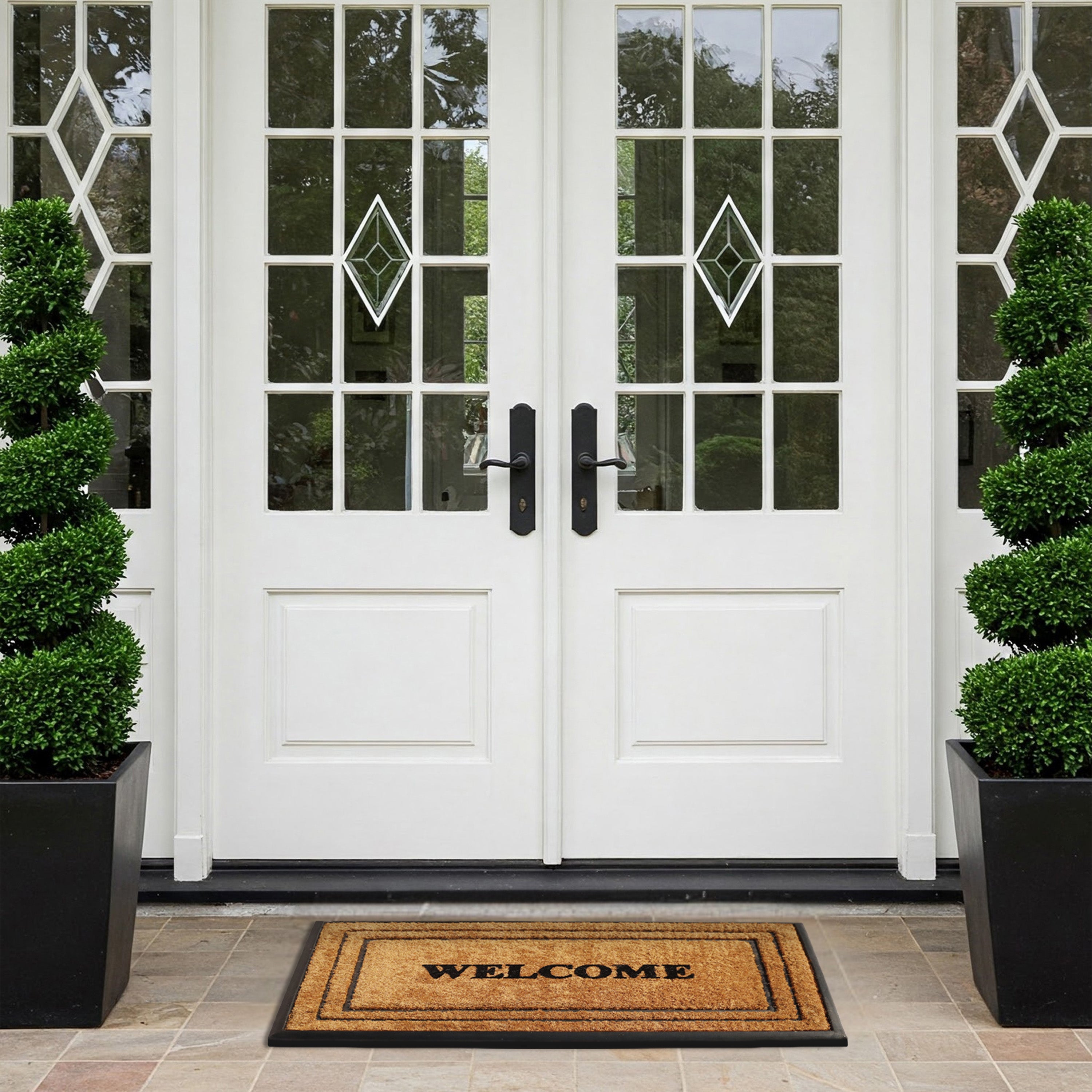 outdoor entry mat coir welcome text design