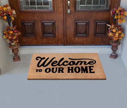 A1HC Natural Coir Flocked Door mat with Heavy Duty Non-Slip PVC Backing, Low-Profile Durable Doormat
