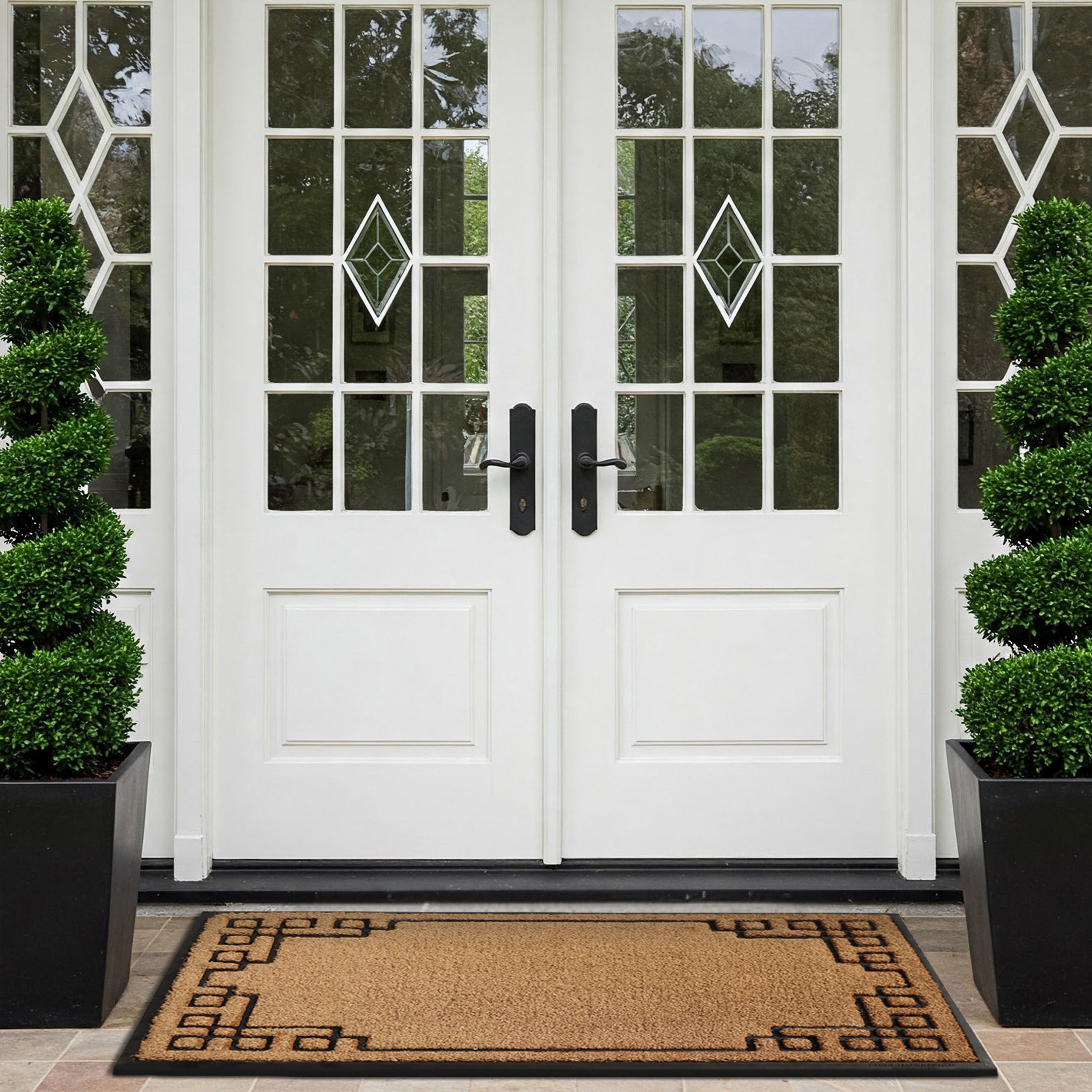 natural coir entry mat geometric design patio use