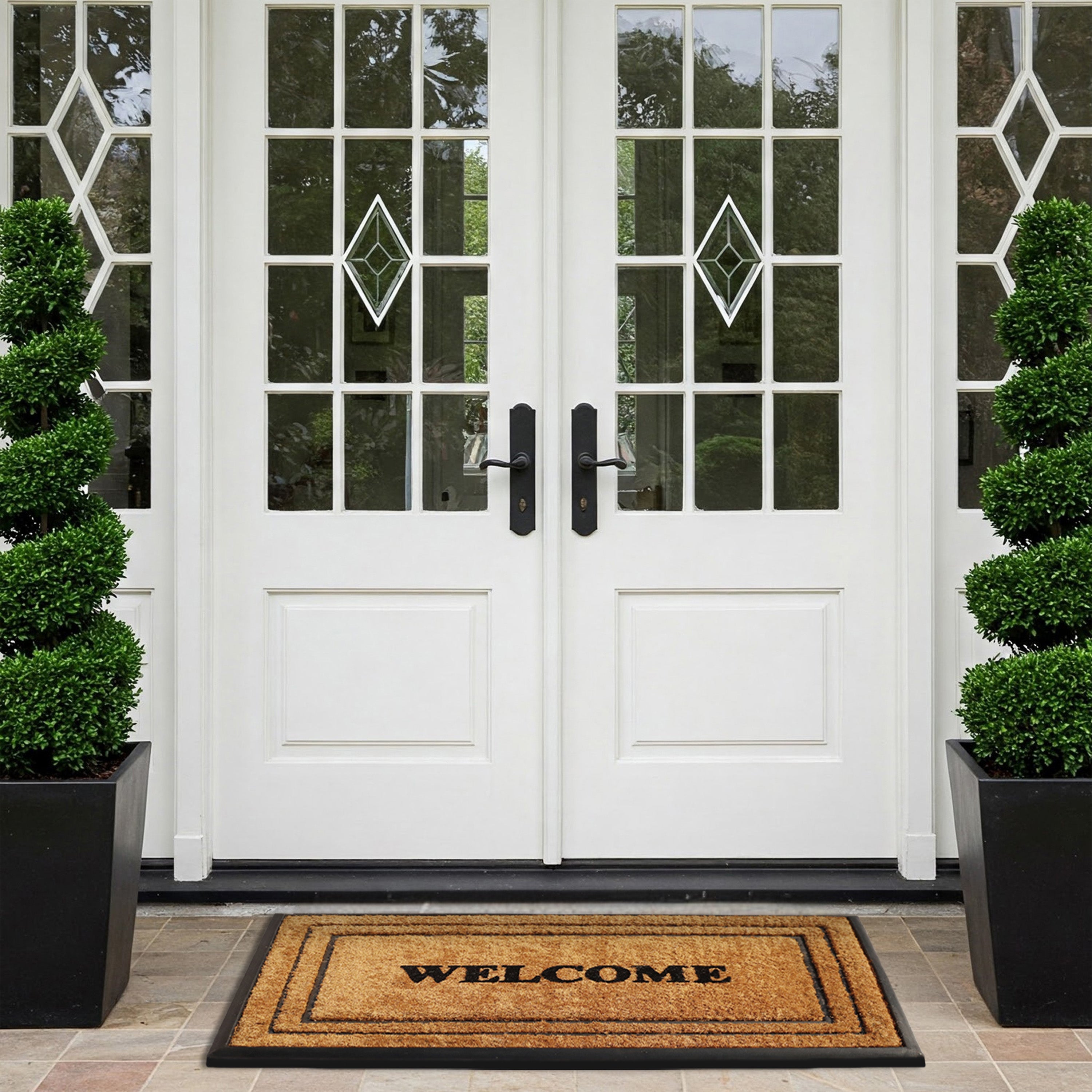 outdoor entry mat coir welcome text design