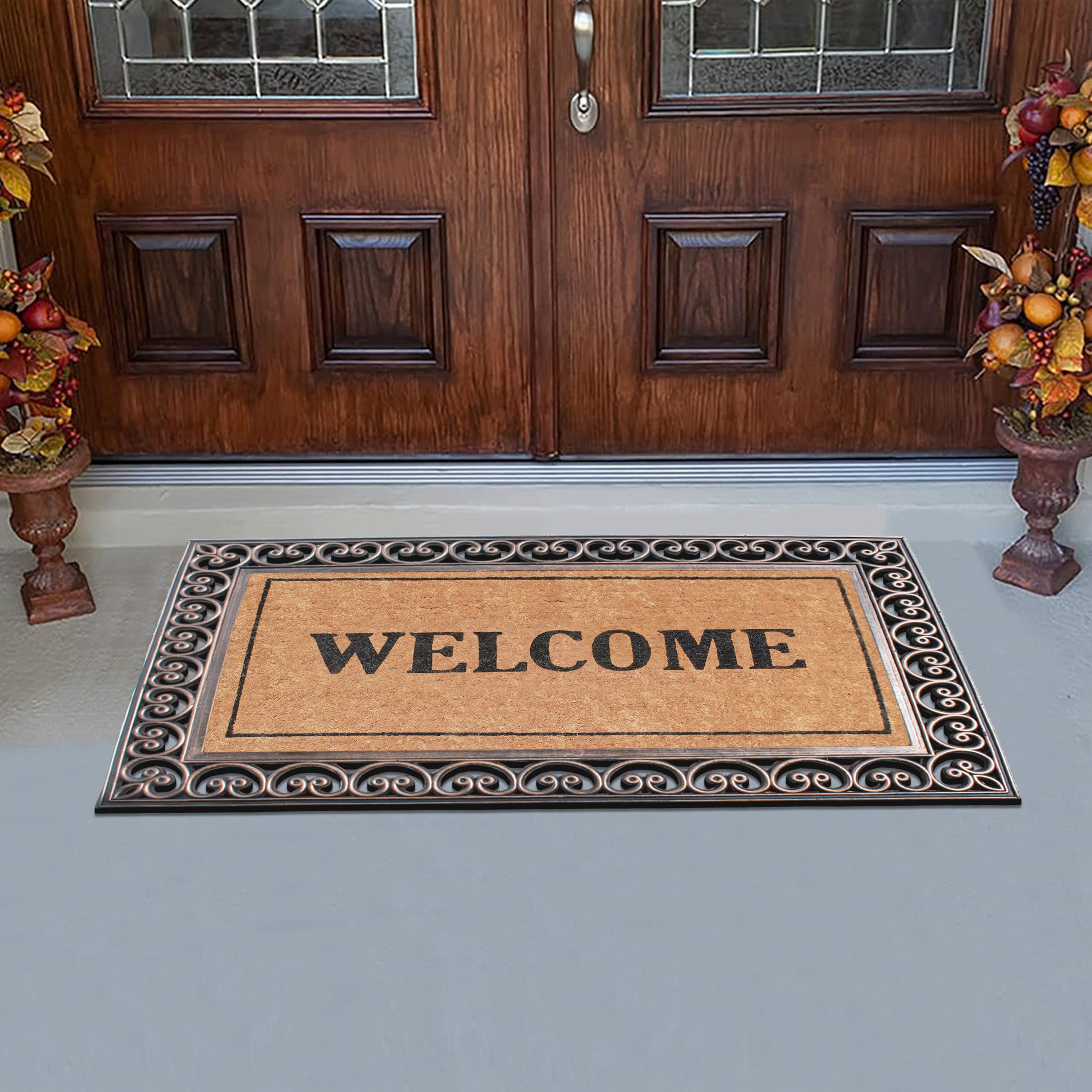 rubber border coir entry mat outdoor use