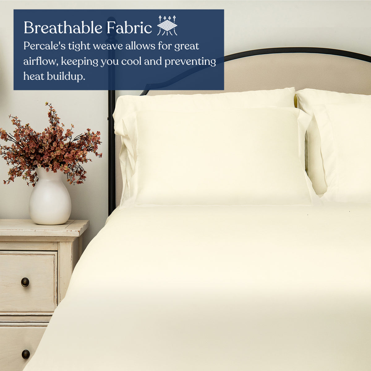 Delara 100% Organic Cotton Percale Weave Flat Sheet, 400 Thread Count GOTS Certified, Smooth & Moisture-Wicking Breathable Bedding